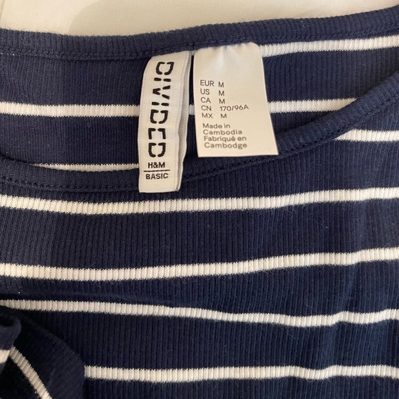 NWT H&M Basics Navy and White Striped Ribbed jersey dress - M - Picture 3 of 4